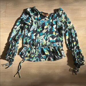 Tory Burch Multicolor Butterfly Print Blouse